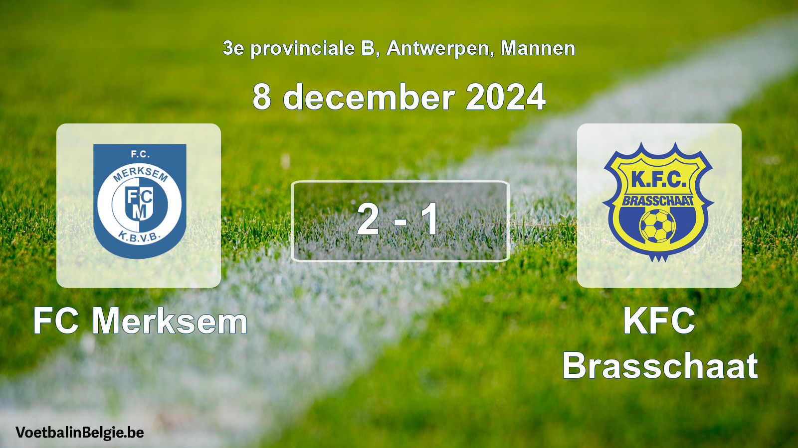 Gespeelde wedstrijd mannenvoetbal: FC Merksem - KFC Brasschaat 2 - 1 (8 december 2024)