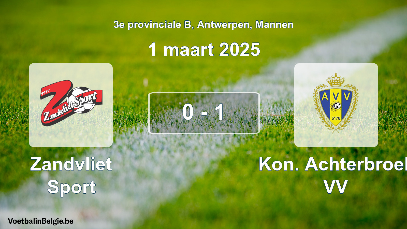 Gespeelde wedstrijd mannenvoetbal: Zandvliet Sport - Kon. Achterbroek VV 0 - 1 (1 maart 2025)