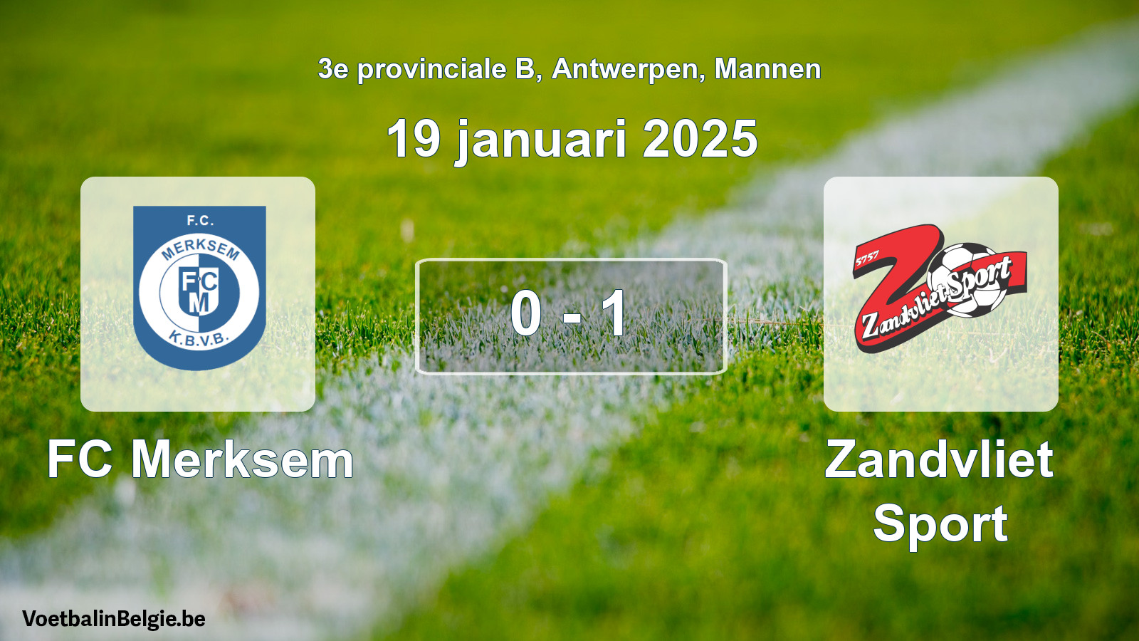 Gespeelde wedstrijd mannenvoetbal: FC Merksem - Zandvliet Sport 0 - 1 (19 januari 2025)