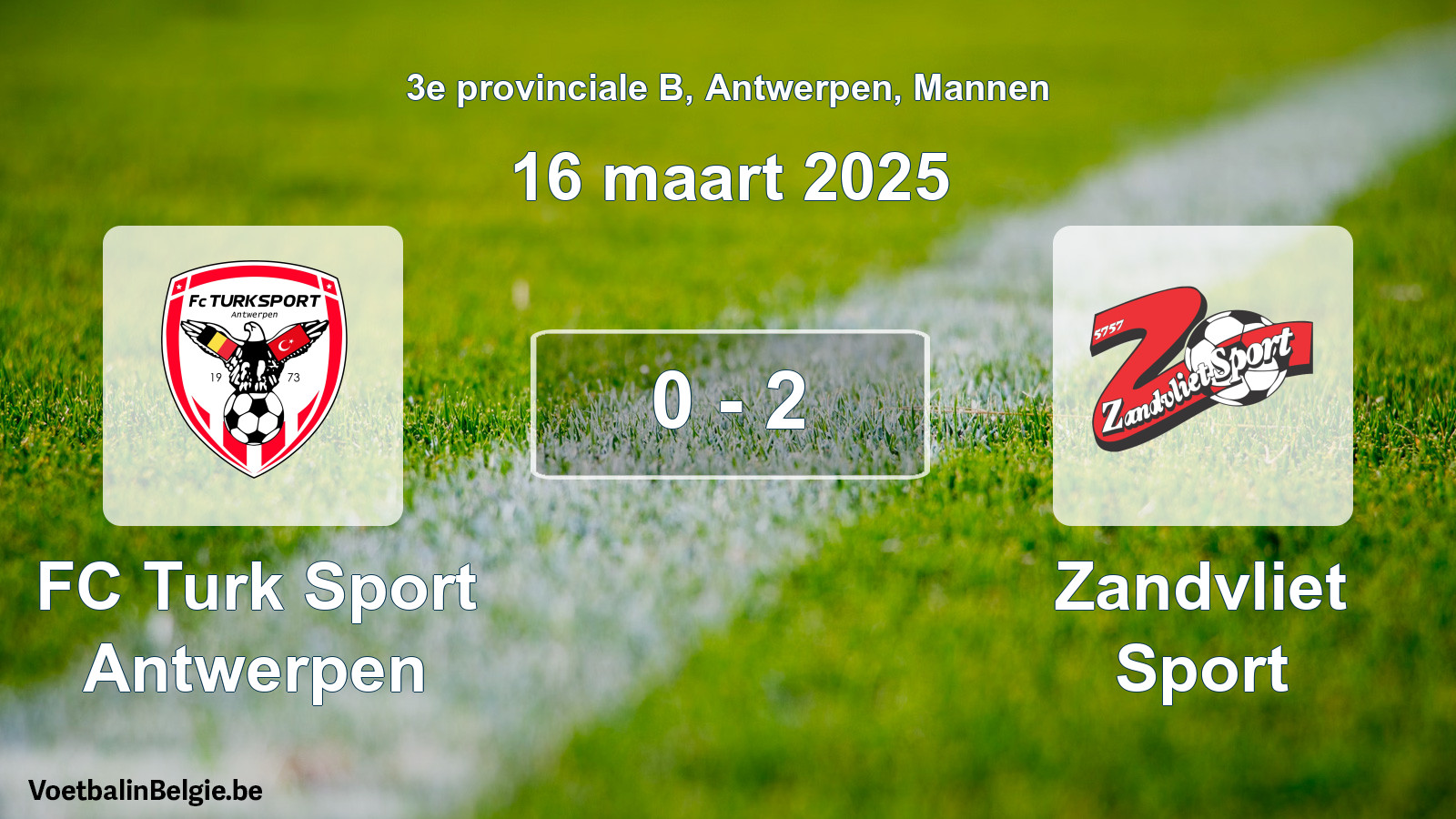 Gespeelde wedstrijd mannenvoetbal: FC Turk Sport Antwerpen - Zandvliet Sport 0 - 2 (16 maart 2025)