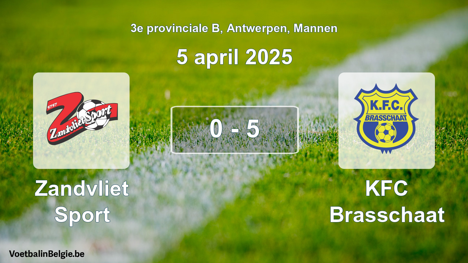 Gespeelde wedstrijd mannenvoetbal: Zandvliet Sport - KFC Brasschaat 0 - 5 (5 april 2025)