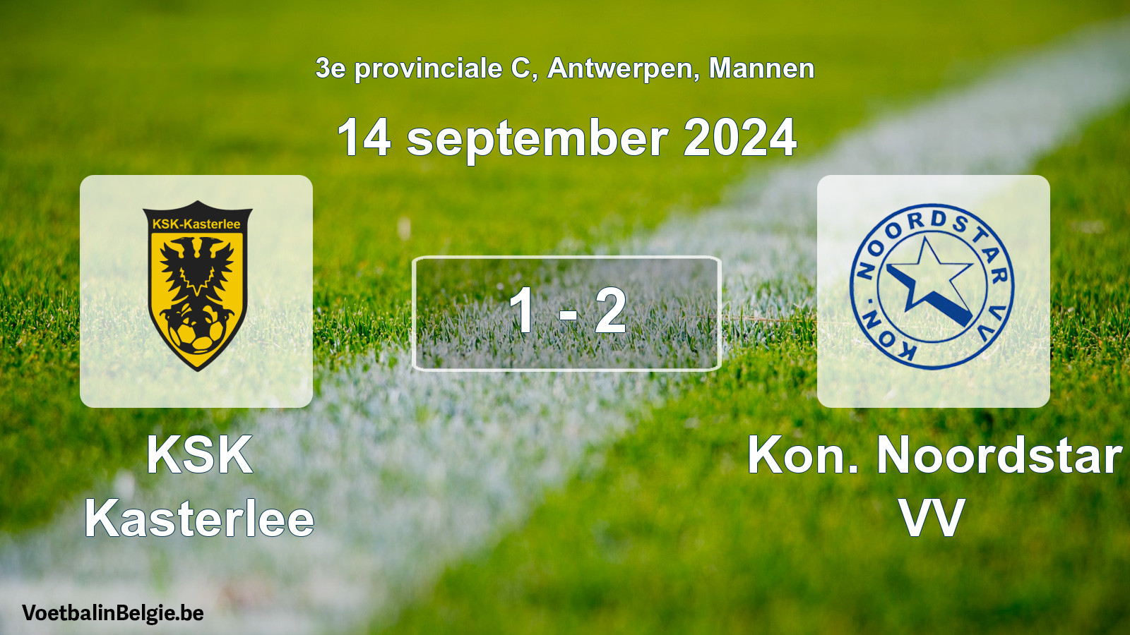 Gespeelde wedstrijd mannenvoetbal: KSK Kasterlee - Kon. Noordstar VV 1 - 2 (14 september 2024)