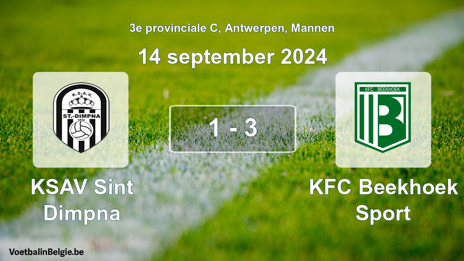 Gespeelde wedstrijd mannenvoetbal: KSAV Sint Dimpna - KFC Beekhoek Sport 1 - 3 (14 september 2024)