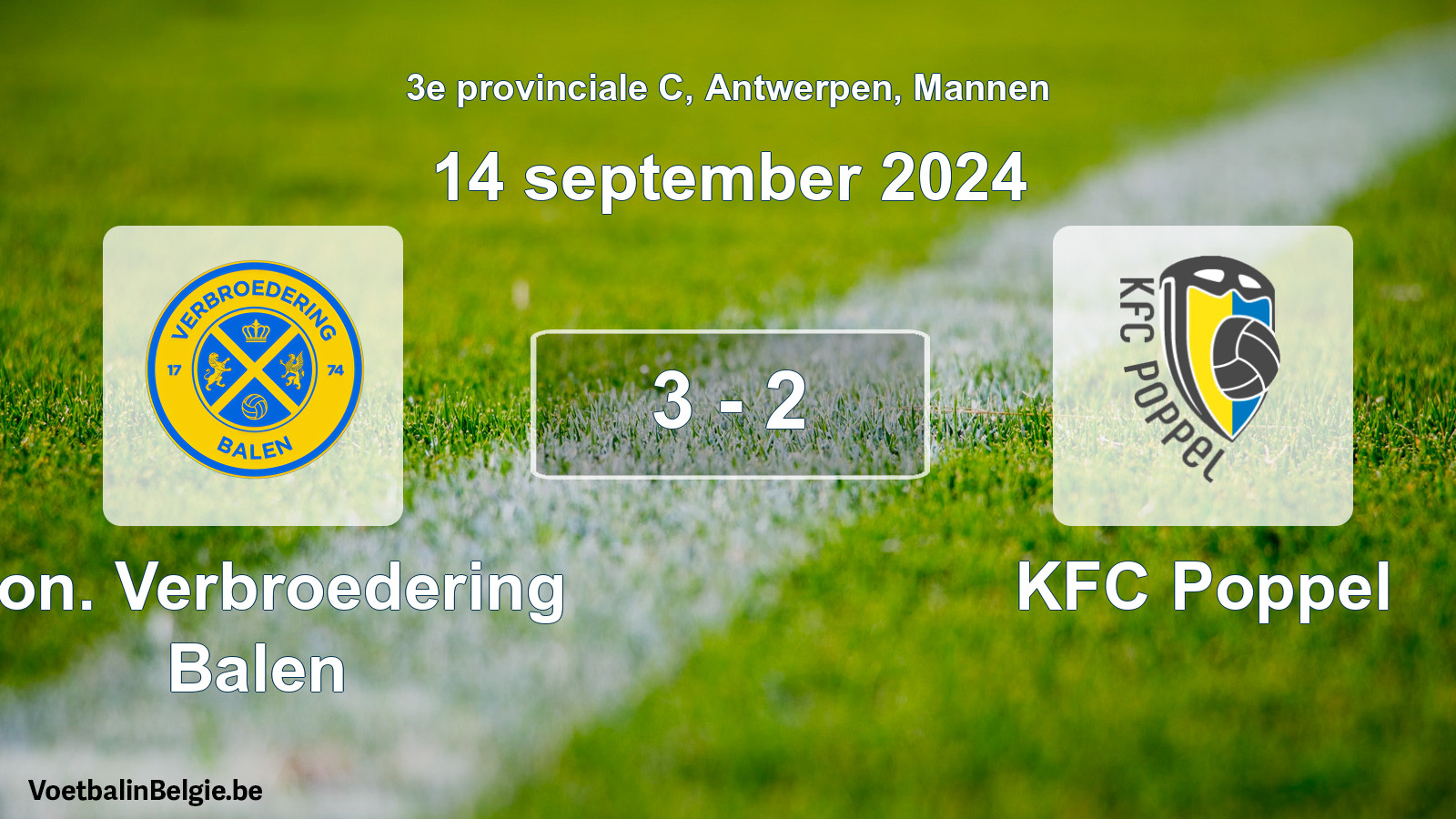 Gespeelde wedstrijd mannenvoetbal: Kon. Verbroedering Balen - KFC Poppel 3 - 2 (14 september 2024)