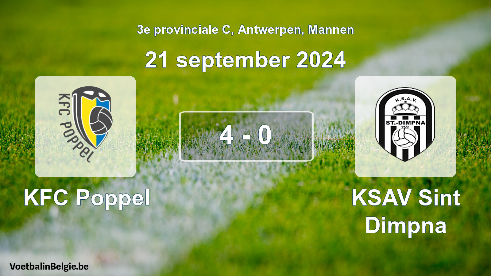 Played match men football: KFC Poppel - KSAV Sint Dimpna 4 - 0 (21 September 2024)