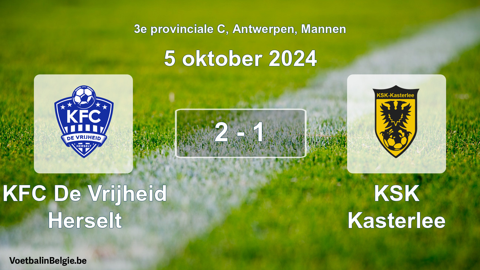 Gespeelde wedstrijd mannenvoetbal: KFC De Vrijheid Herselt - KSK Kasterlee 2 - 1 (5 oktober 2024)
