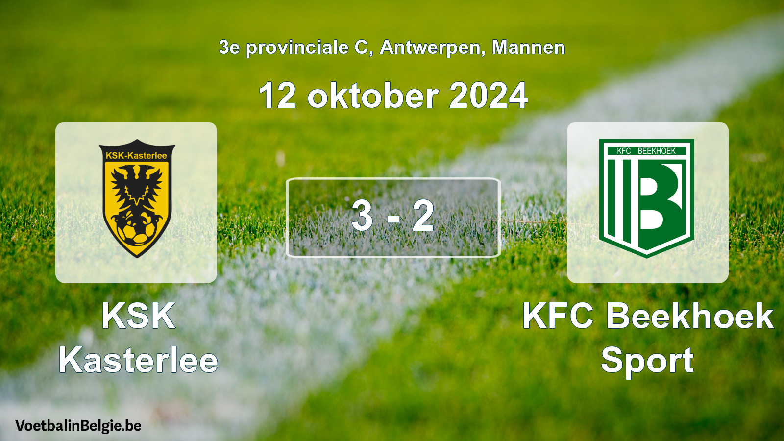Gespeelde wedstrijd mannenvoetbal: KSK Kasterlee - KFC Beekhoek Sport 3 - 2 (12 oktober 2024)