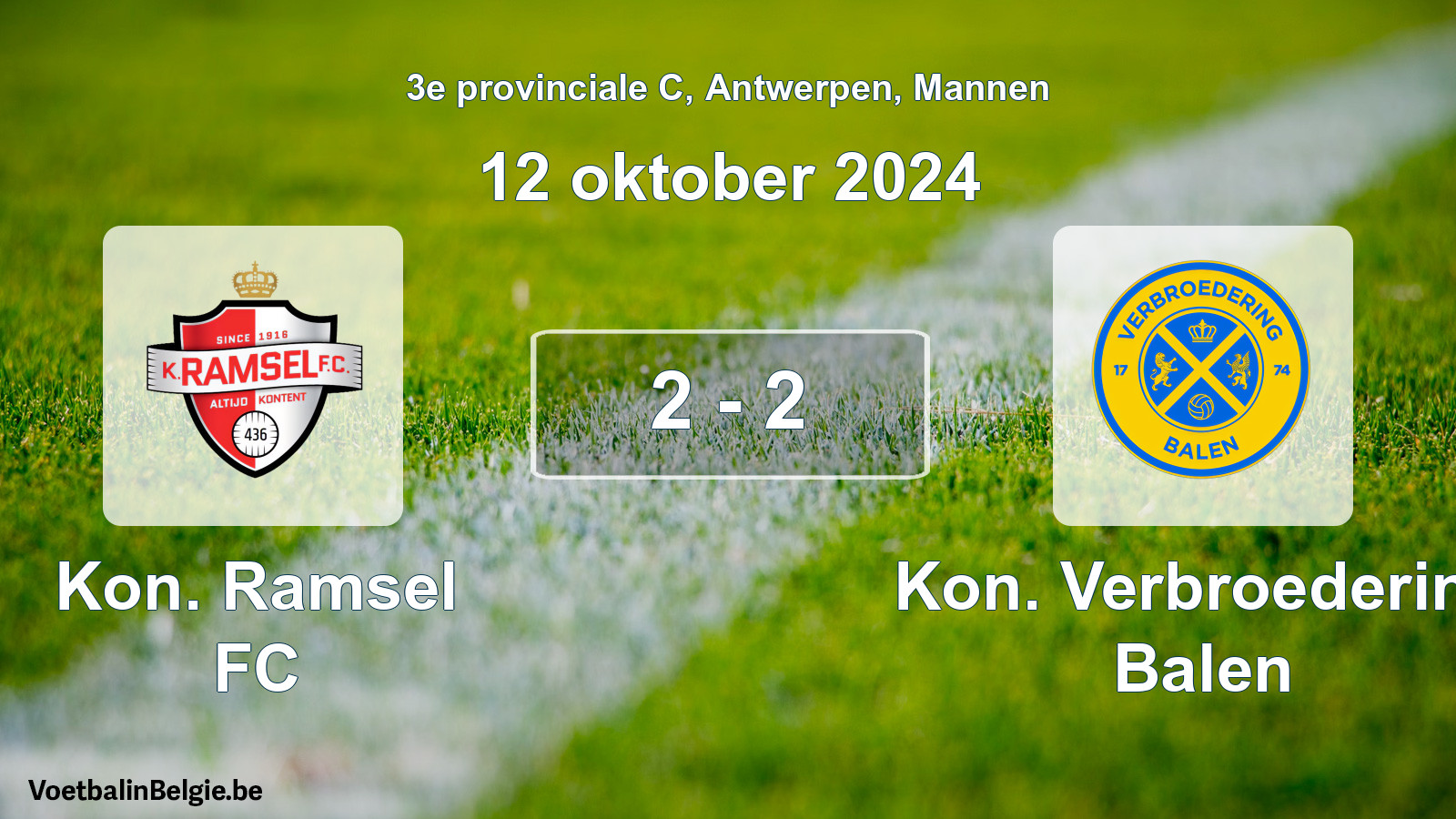 Gespeelde wedstrijd mannenvoetbal: Kon. Ramsel FC - Kon. Verbroedering Balen 2 - 2 (12 oktober 2024)