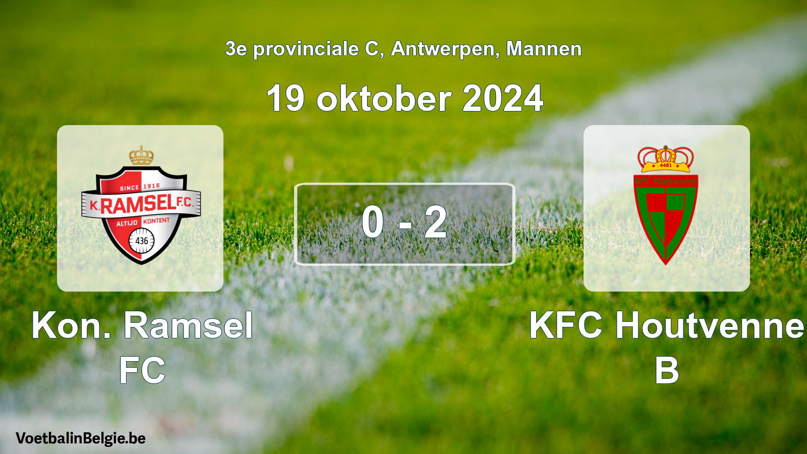 Gespeelde wedstrijd mannenvoetbal: Kon. Ramsel FC - KFC Houtvenne B 0 - 2 (19 oktober 2024)