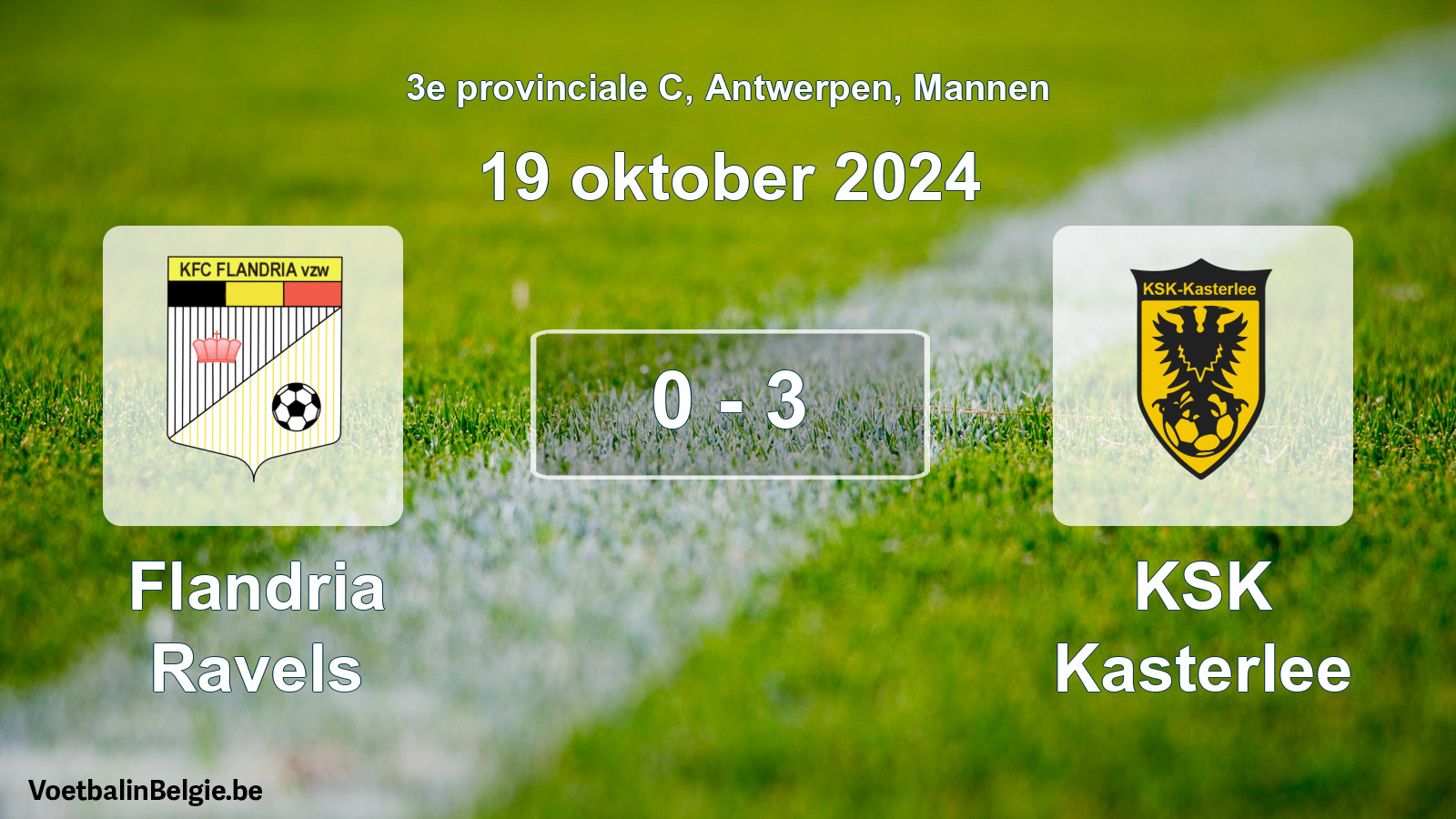 Gespeelde wedstrijd mannenvoetbal: Flandria Ravels - KSK Kasterlee 0 - 3 (19 oktober 2024)