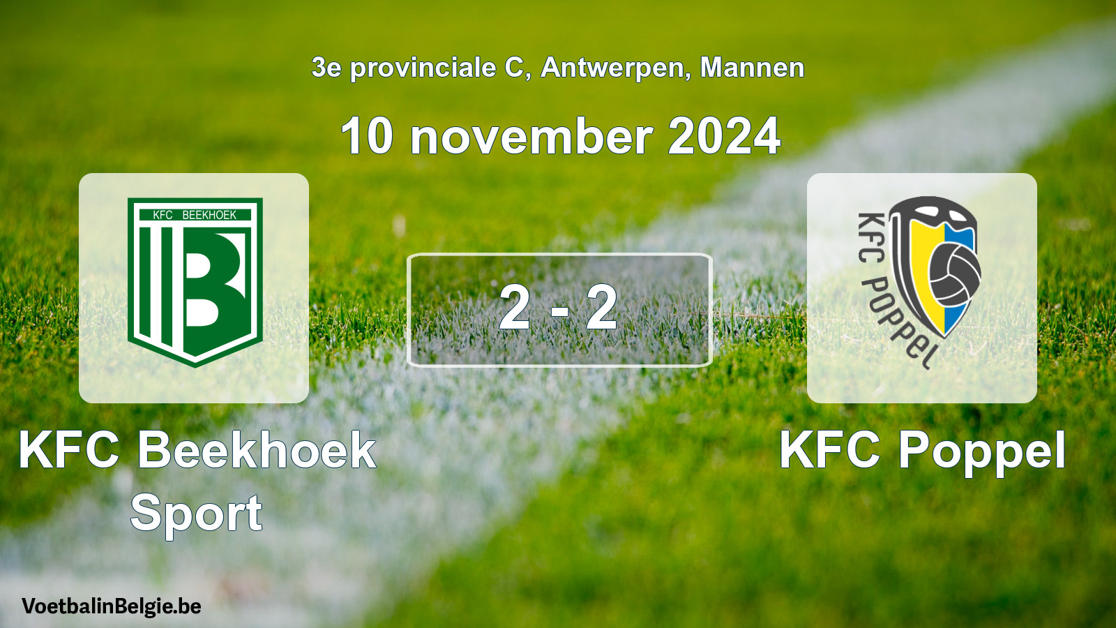 Gespeelde wedstrijd mannenvoetbal: KFC Beekhoek Sport - KFC Poppel 2 - 2 (10 november 2024)