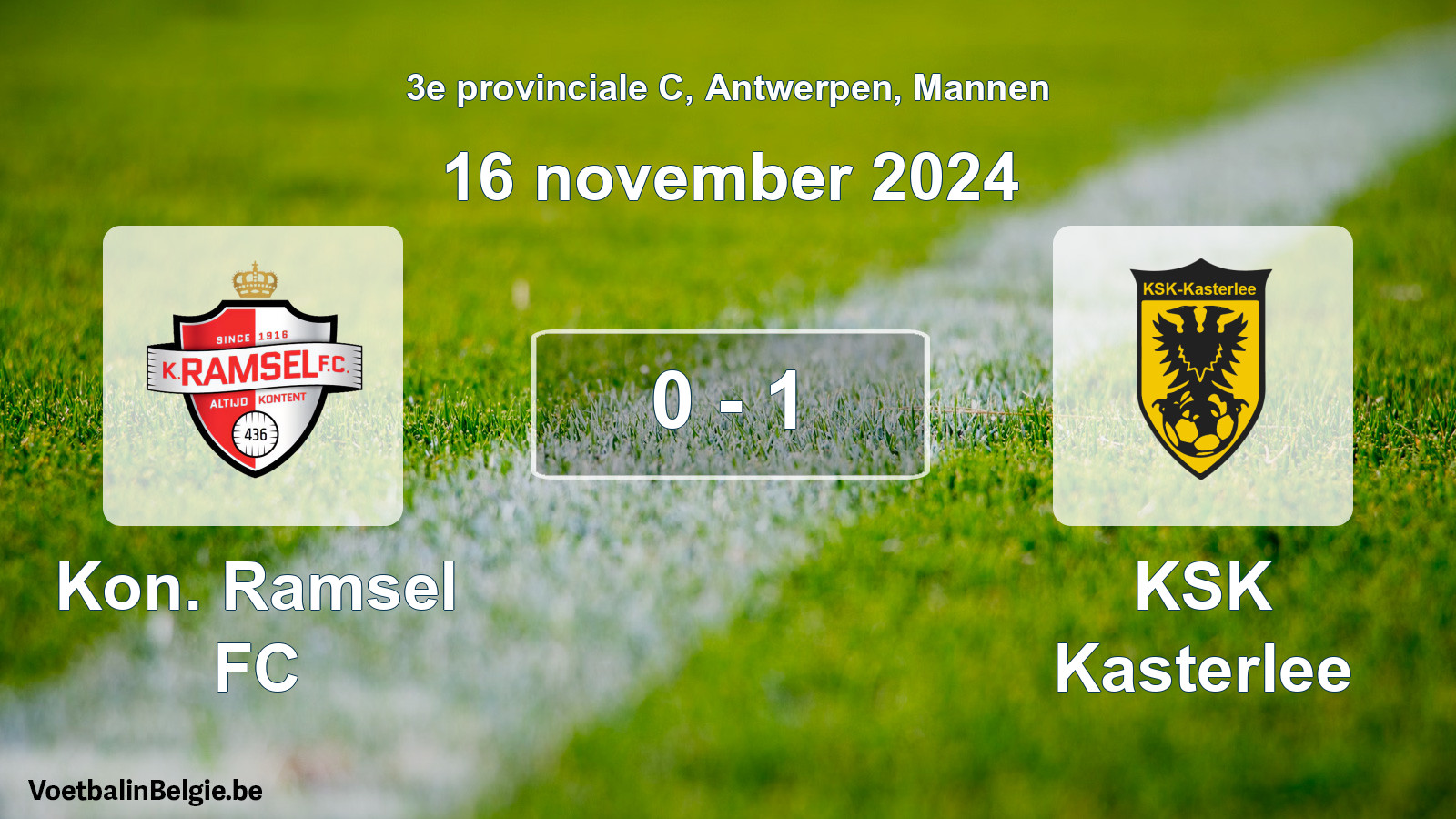 Gespeelde wedstrijd mannenvoetbal: Kon. Ramsel FC - KSK Kasterlee 0 - 1 (16 november 2024)