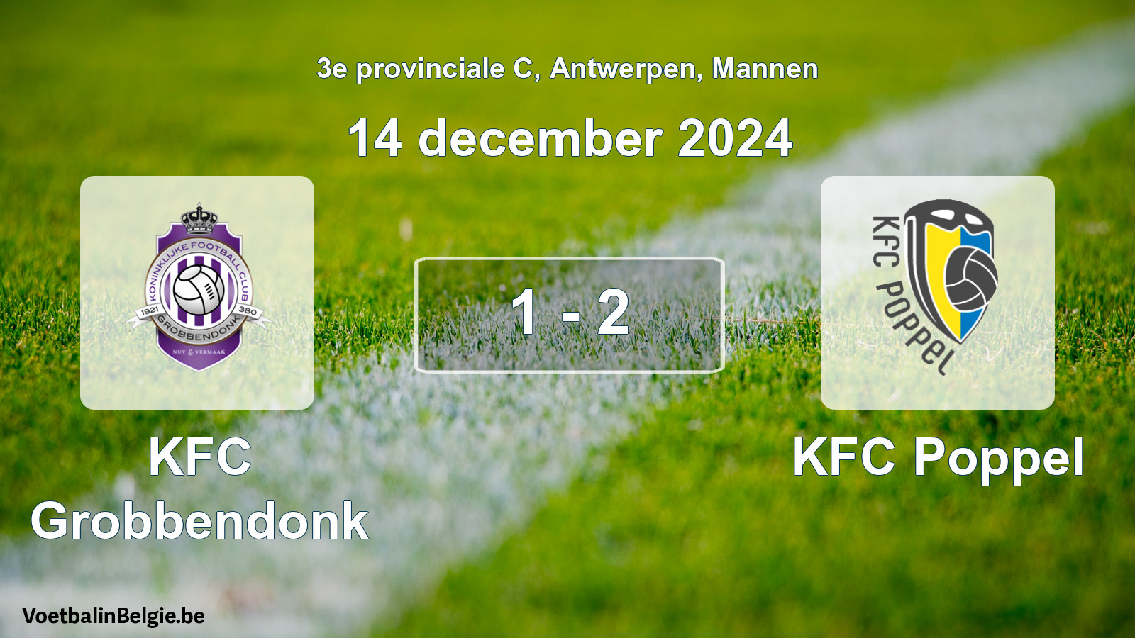 Gespeelde wedstrijd mannenvoetbal: KFC Grobbendonk - KFC Poppel 1 - 2 (14 december 2024)