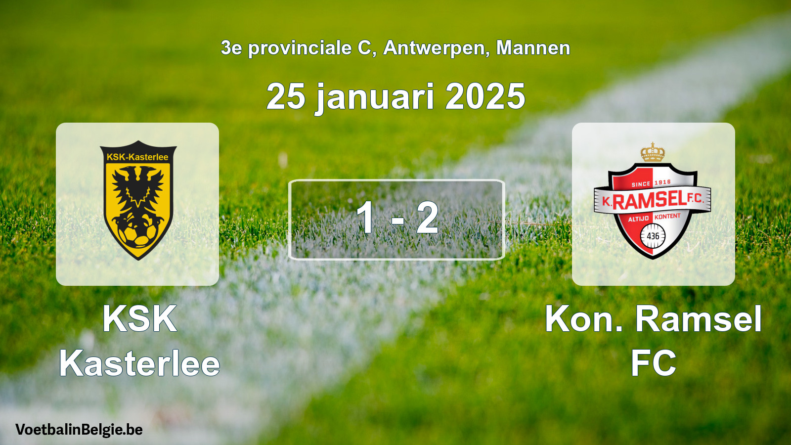Gespeelde wedstrijd mannenvoetbal: KSK Kasterlee - Kon. Ramsel FC 1 - 2 (25 januari 2025)