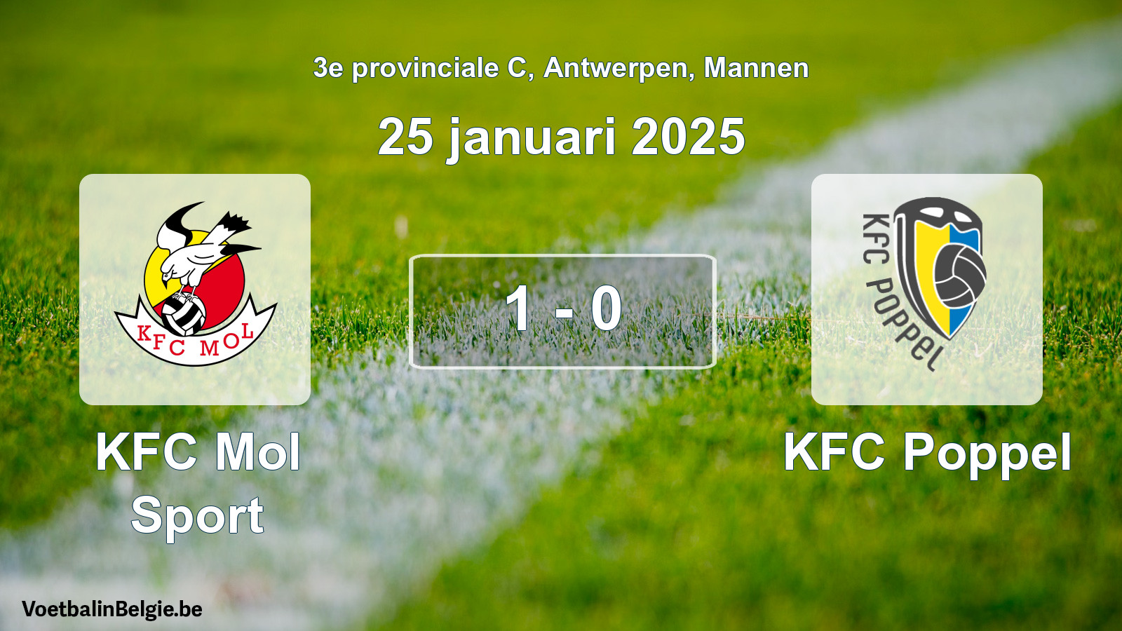 Gespieltes Spiel männer-Fußball: KFC Mol Sport - KFC Poppel 1 - 0 (25 Januar 2025)