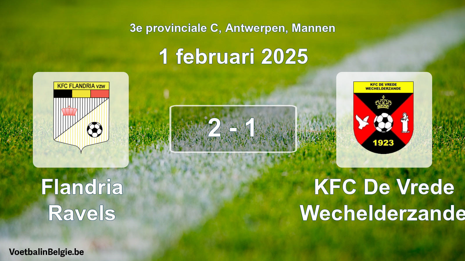 Played match men football: Flandria Ravels - KFC De Vrede Wechelderzande 2 - 1 (1 February 2025)