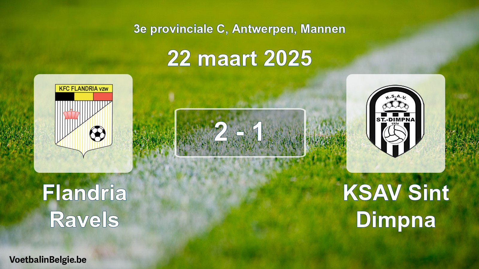 Gespeelde wedstrijd mannenvoetbal: Flandria Ravels - KSAV Sint Dimpna 2 - 1 (22 maart 2025)
