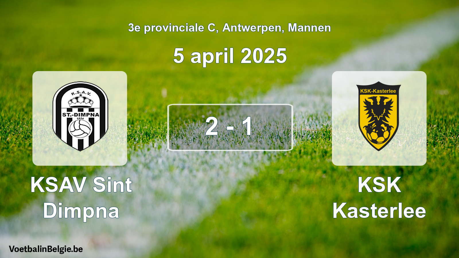Gespeelde wedstrijd mannenvoetbal: KSAV Sint Dimpna - KSK Kasterlee 2 - 1 (5 april 2025)