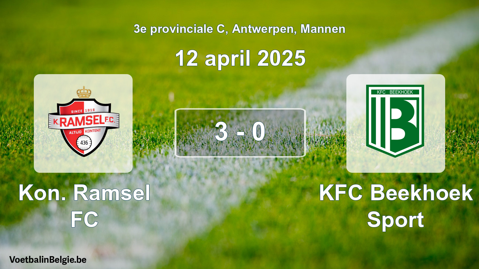 Gespeelde wedstrijd mannenvoetbal: Kon. Ramsel FC - KFC Beekhoek Sport 3 - 0 (12 april 2025)