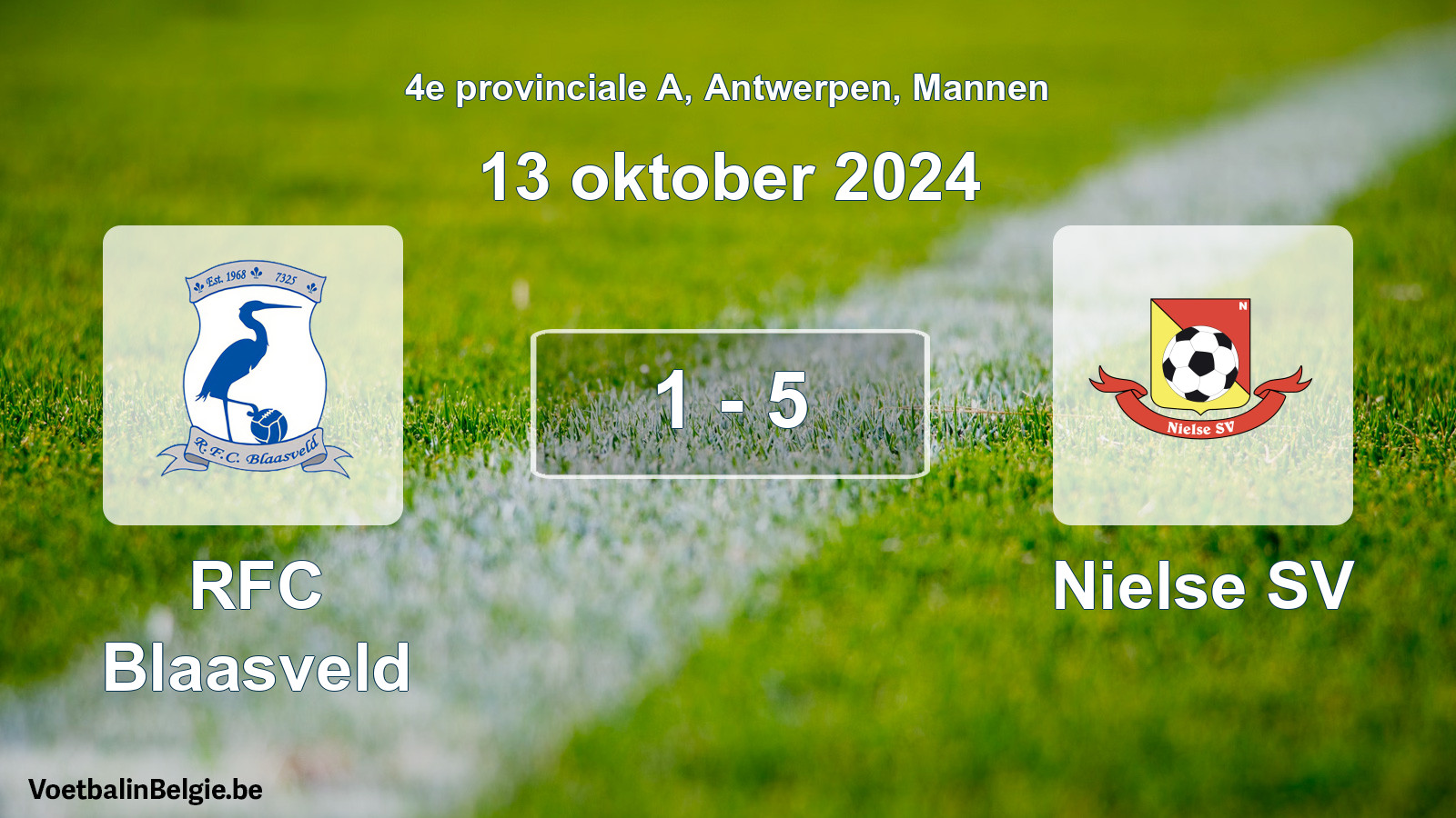 Gespeelde wedstrijd mannenvoetbal: RFC Blaasveld - Nielse SV 1 - 5 (13 oktober 2024)
