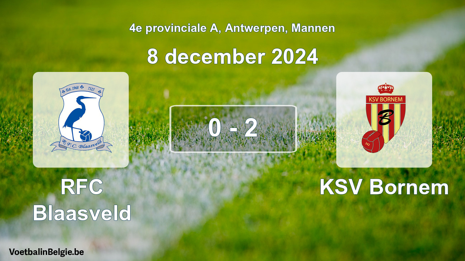 Gespeelde wedstrijd mannenvoetbal: RFC Blaasveld - KSV Bornem 0 - 2 (8 december 2024)