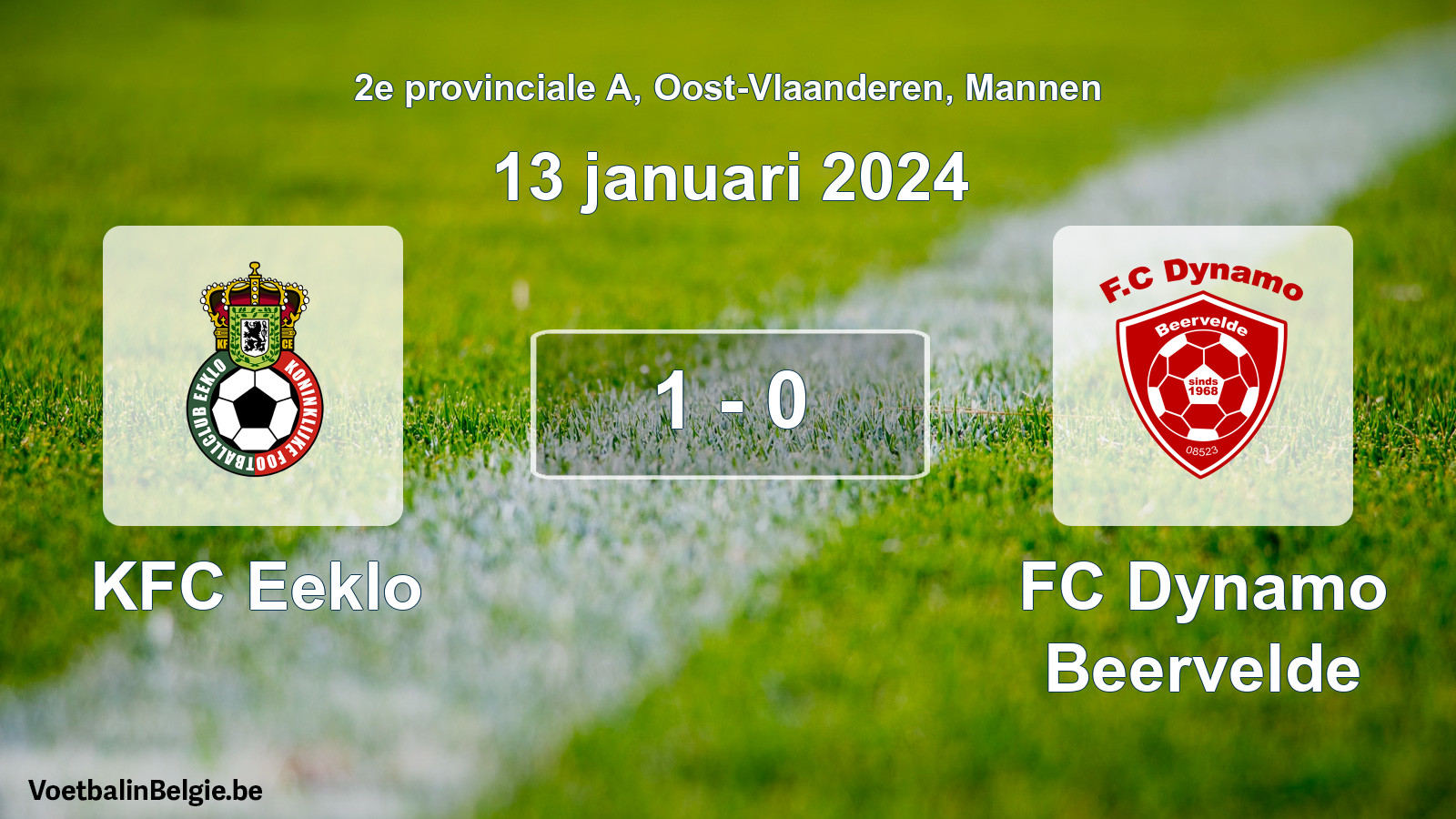 Gespeelde wedstrijd mannenvoetbal: KFC Eeklo - FC Dynamo Beervelde 1 - 0 (13 januari 2024)