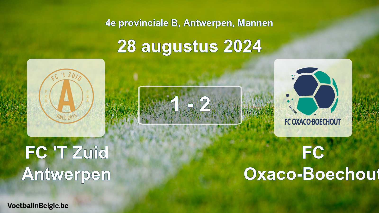 Gespeelde wedstrijd mannenvoetbal: FC 'T Zuid Antwerpen - FC Oxaco-Boechout 1 - 2 (28 augustus 2024)