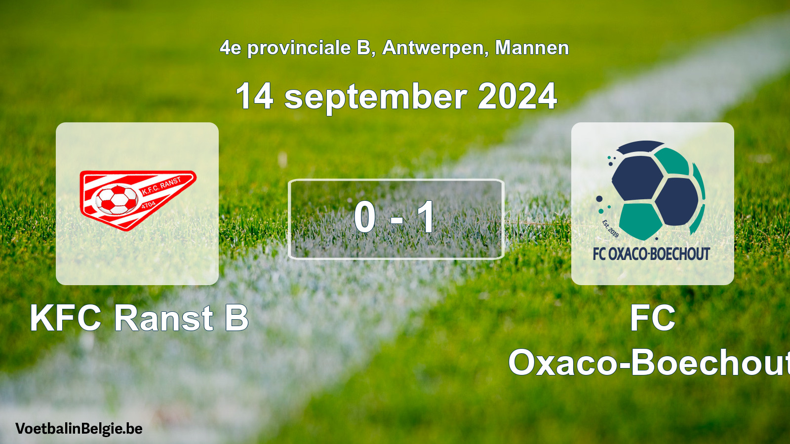 Gespeelde wedstrijd mannenvoetbal: KFC Ranst B - FC Oxaco-Boechout 0 - 1 (14 september 2024)