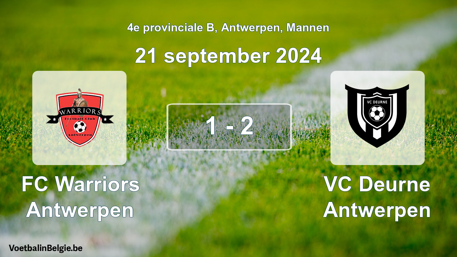 Gespeelde wedstrijd mannenvoetbal: FC Warriors Antwerpen - VC Deurne Antwerpen 1 - 2 (21 september 2024)