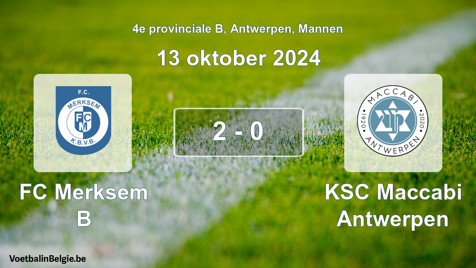 Gespeelde wedstrijd mannenvoetbal: FC Merksem B - KSC Maccabi Antwerpen 2 - 0 (13 oktober 2024)