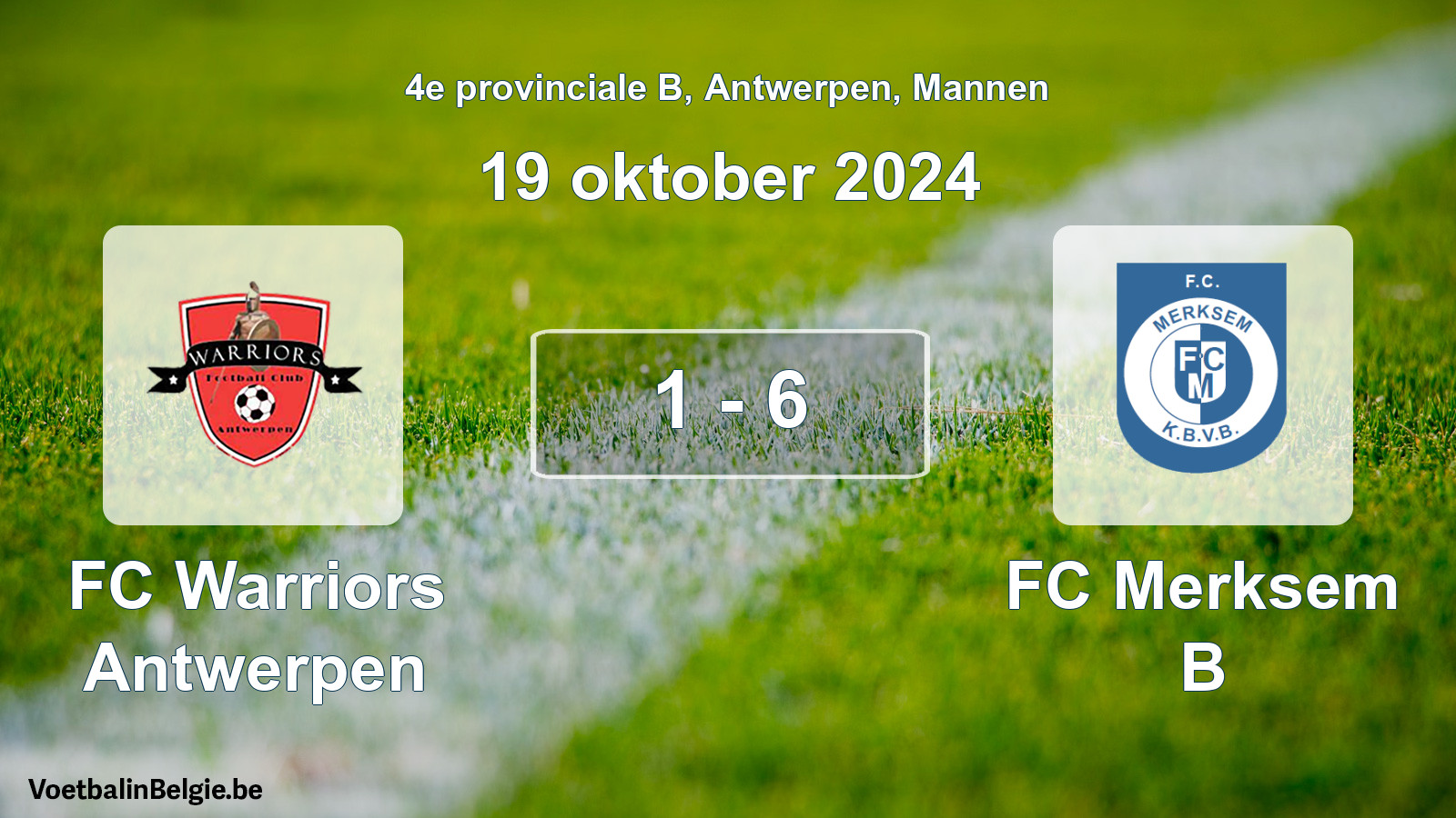 Gespeelde wedstrijd mannenvoetbal: FC Warriors Antwerpen - FC Merksem B 1 - 6 (19 oktober 2024)