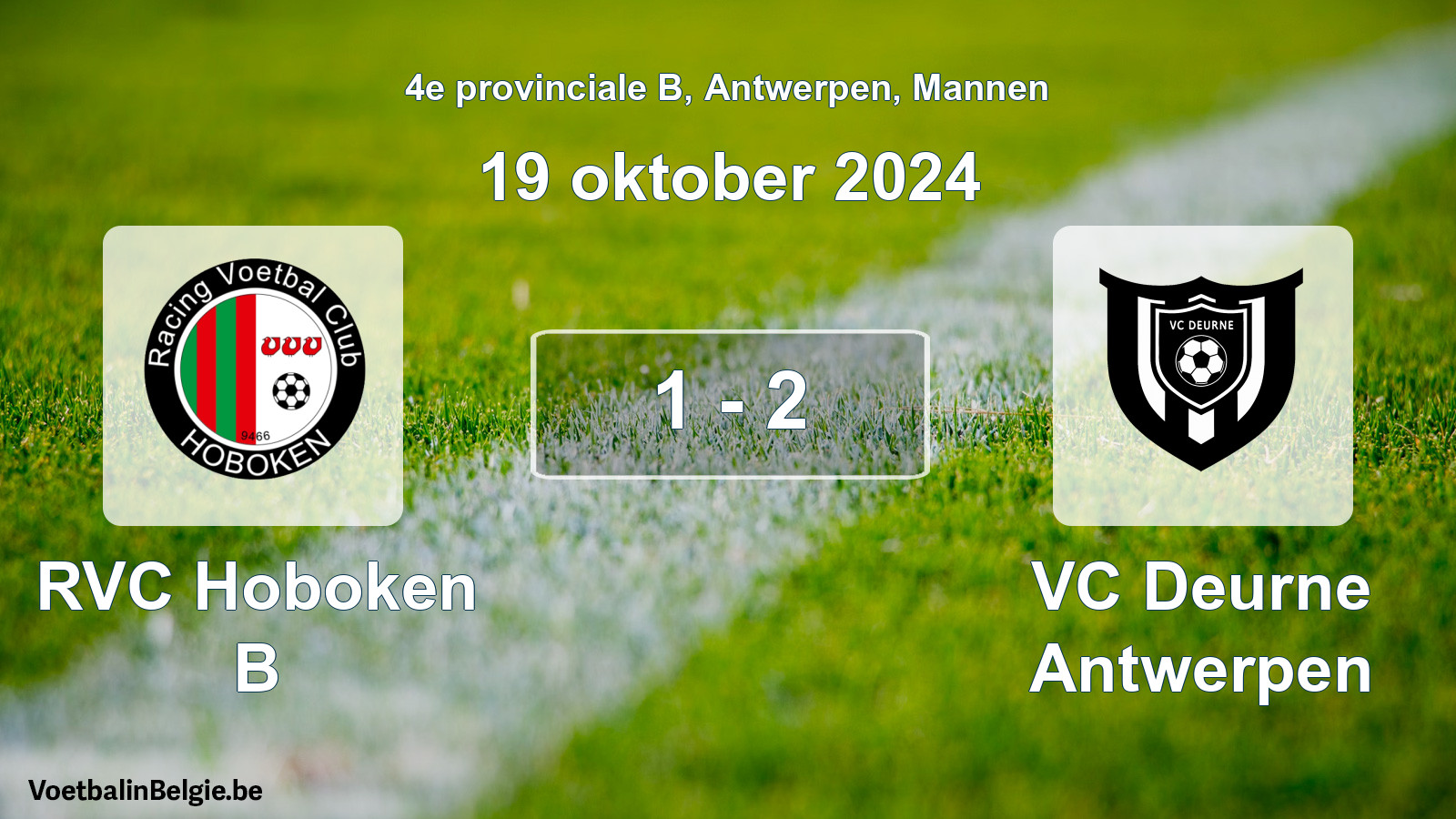 Gespeelde wedstrijd mannenvoetbal: RVC Hoboken B - VC Deurne Antwerpen 1 - 2 (19 oktober 2024)