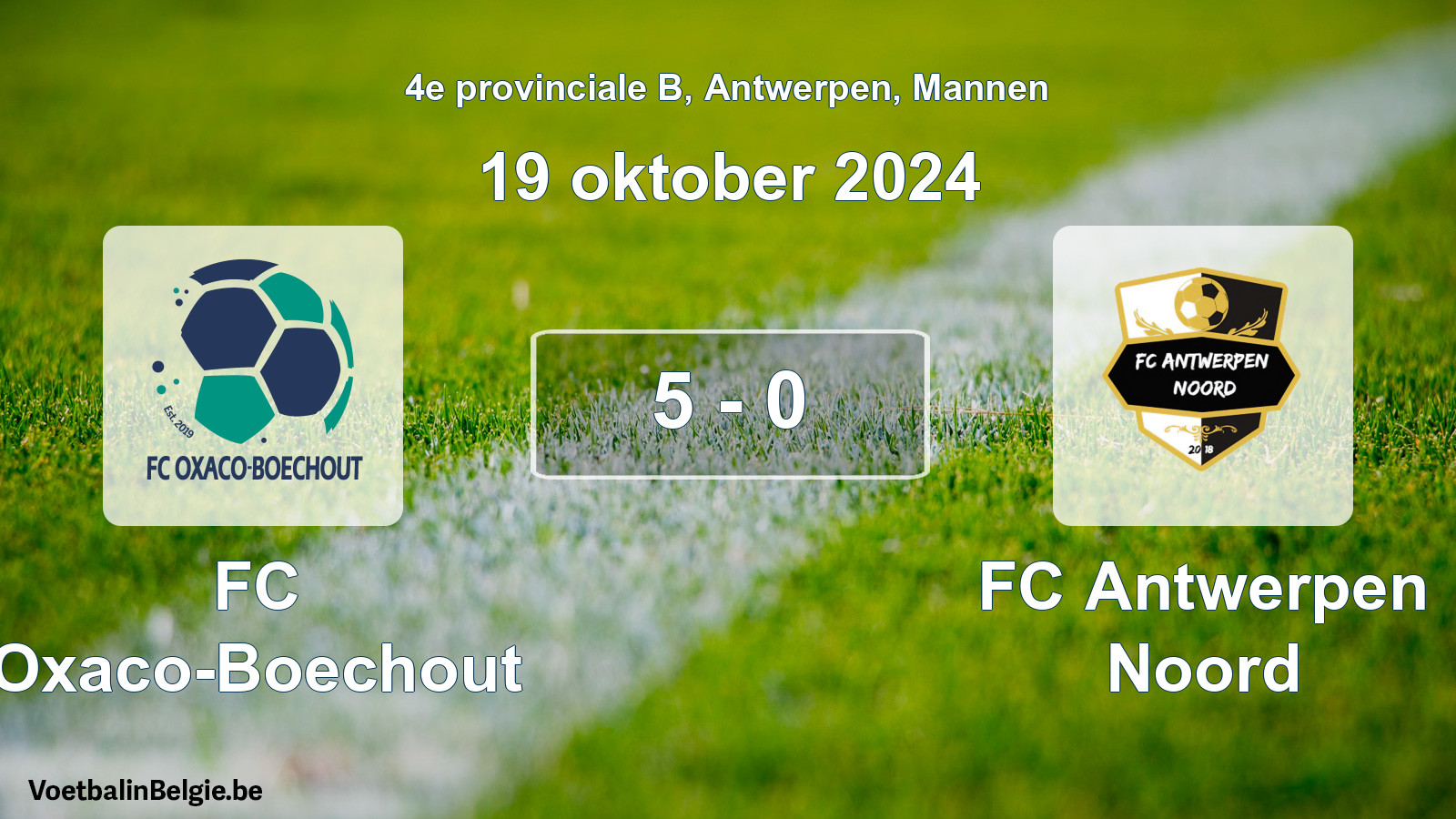 Gespeelde wedstrijd mannenvoetbal: FC Oxaco-Boechout - FC Antwerpen Noord 5 - 0 (19 oktober 2024)