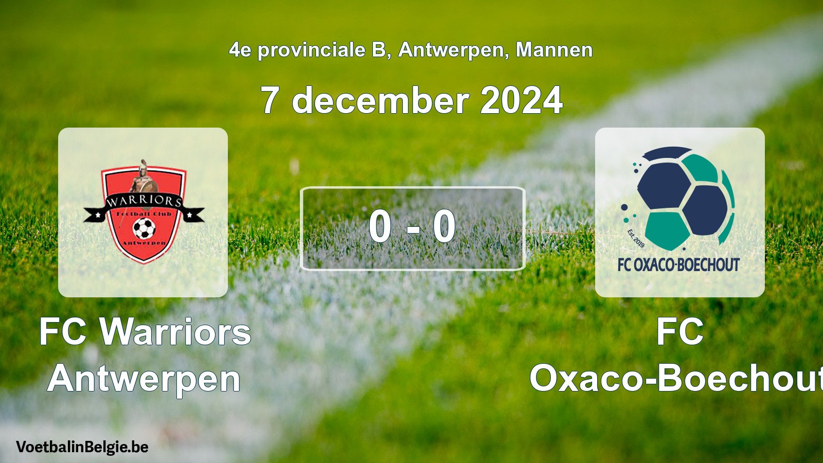 Gespeelde wedstrijd mannenvoetbal: FC Warriors Antwerpen - FC Oxaco-Boechout 0 - 0 (7 december 2024)