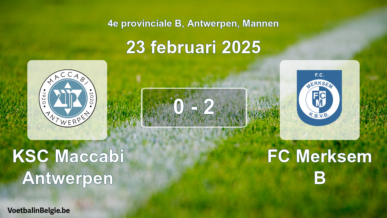 Gespeelde wedstrijd mannenvoetbal: KSC Maccabi Antwerpen - FC Merksem B 0 - 2 (23 februari 2025)