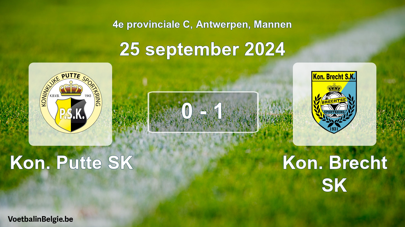 Gespeelde wedstrijd mannenvoetbal: Kon. Putte SK - Kon. Brecht SK 0 - 1 (25 september 2024)