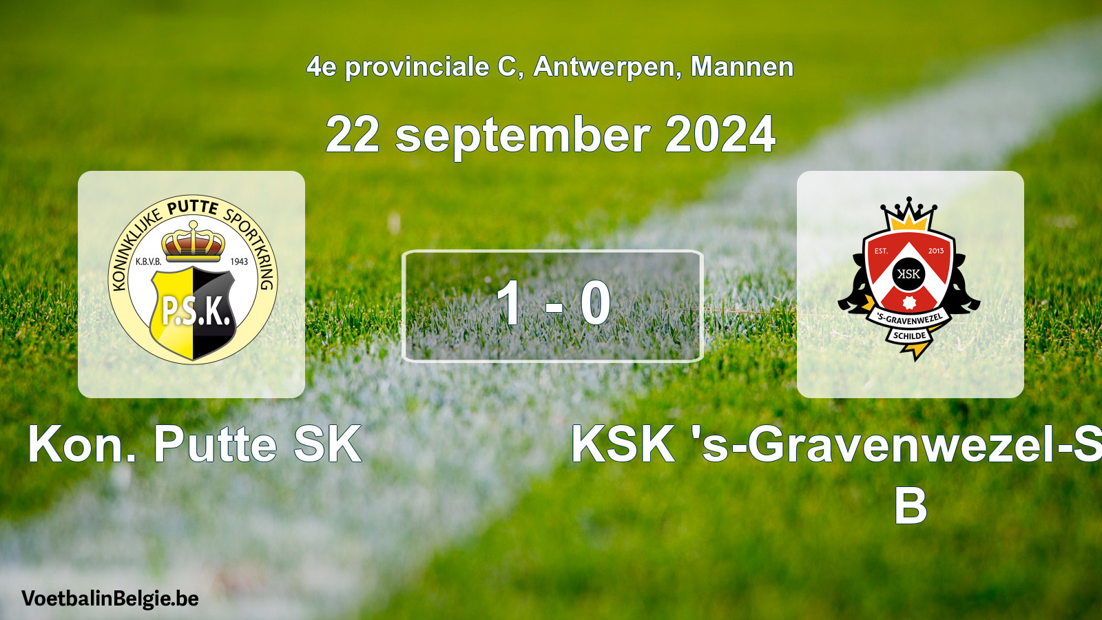 Gespeelde wedstrijd mannenvoetbal: Kon. Putte SK - KSK 's-Gravenwezel-Schilde B 1 - 0 (22 september 2024)