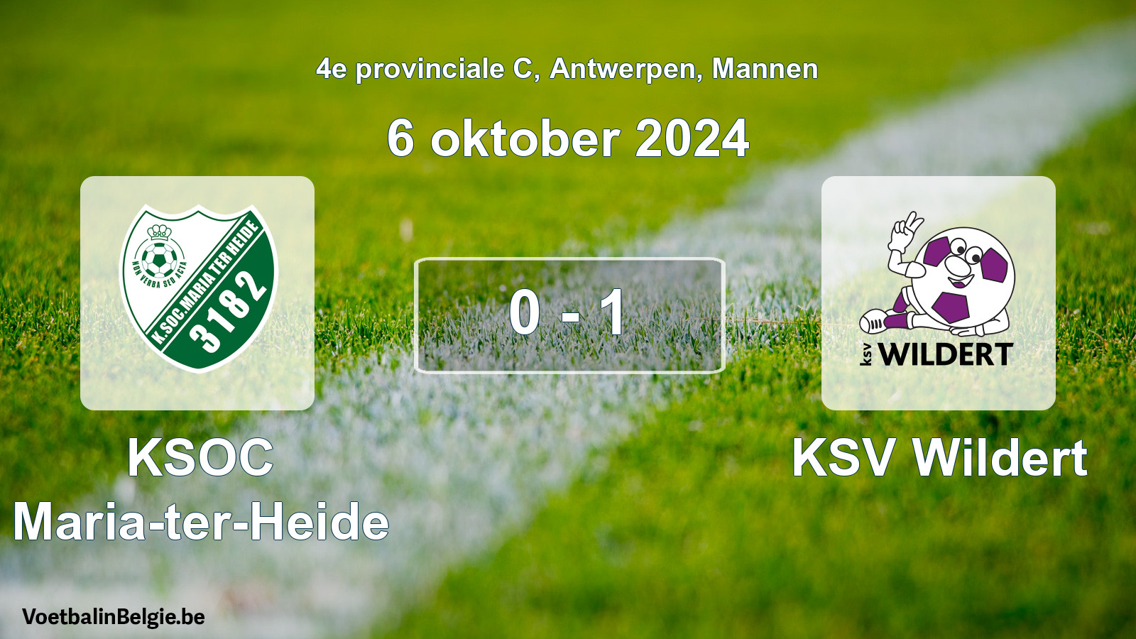 Gespeelde wedstrijd mannenvoetbal: KSOC Maria-ter-Heide - KSV Wildert 0 - 1 (6 oktober 2024)