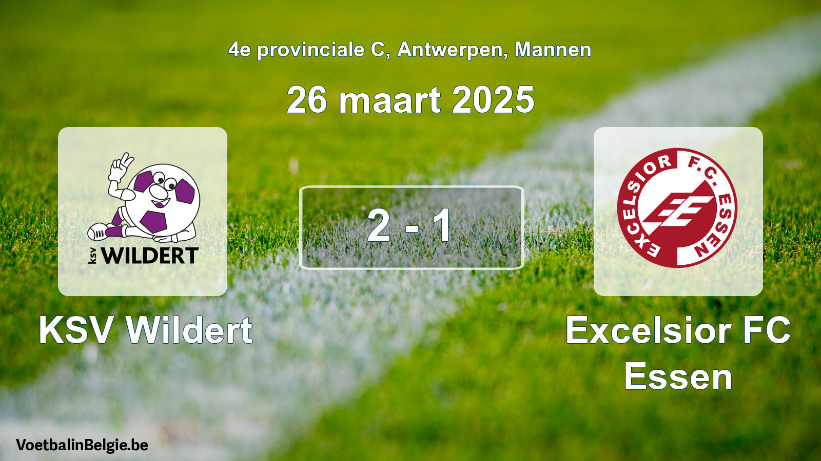Played match men football: KSV Wildert - Excelsior FC Essen 2 - 1 (26 March 2025)