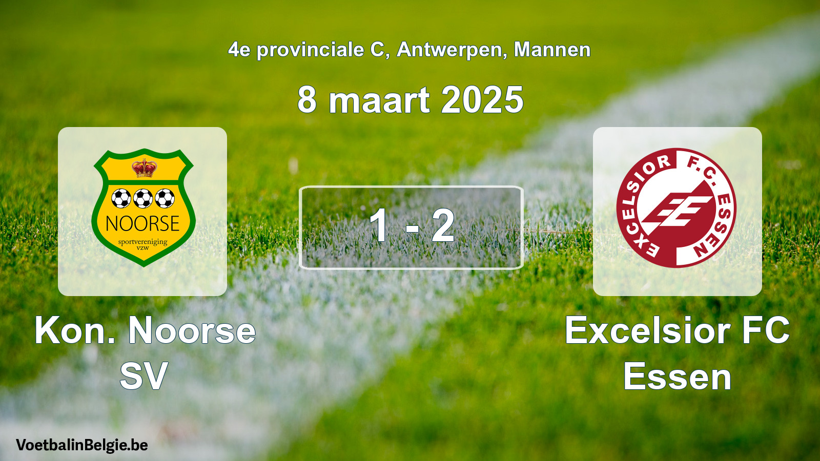 Gespeelde wedstrijd mannenvoetbal: Kon. Noorse SV - Excelsior FC Essen 1 - 2 (8 maart 2025)