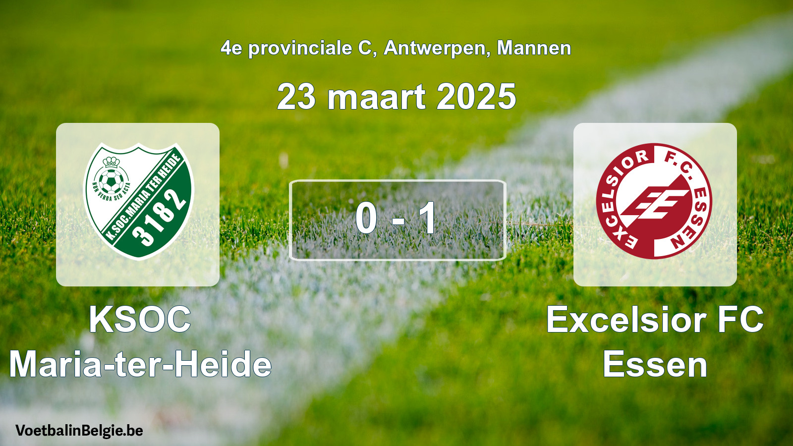Gespeelde wedstrijd mannenvoetbal: KSOC Maria-ter-Heide - Excelsior FC Essen 0 - 1 (23 maart 2025)