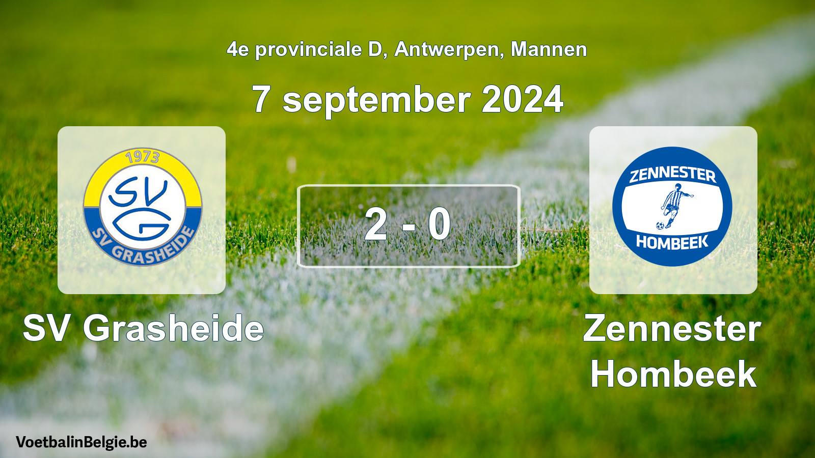 Gespeelde wedstrijd mannenvoetbal: SV Grasheide - Zennester Hombeek 2 - 0 (7 september 2024)