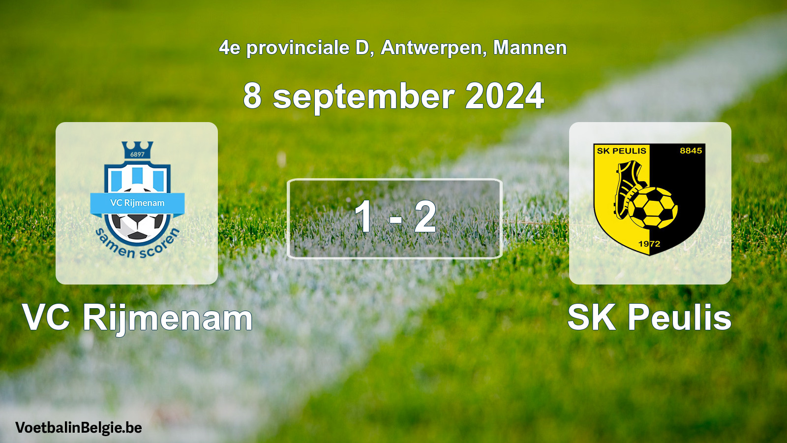 Gespeelde wedstrijd mannenvoetbal: VC Rijmenam - SK Peulis 1 - 2 (8 september 2024)