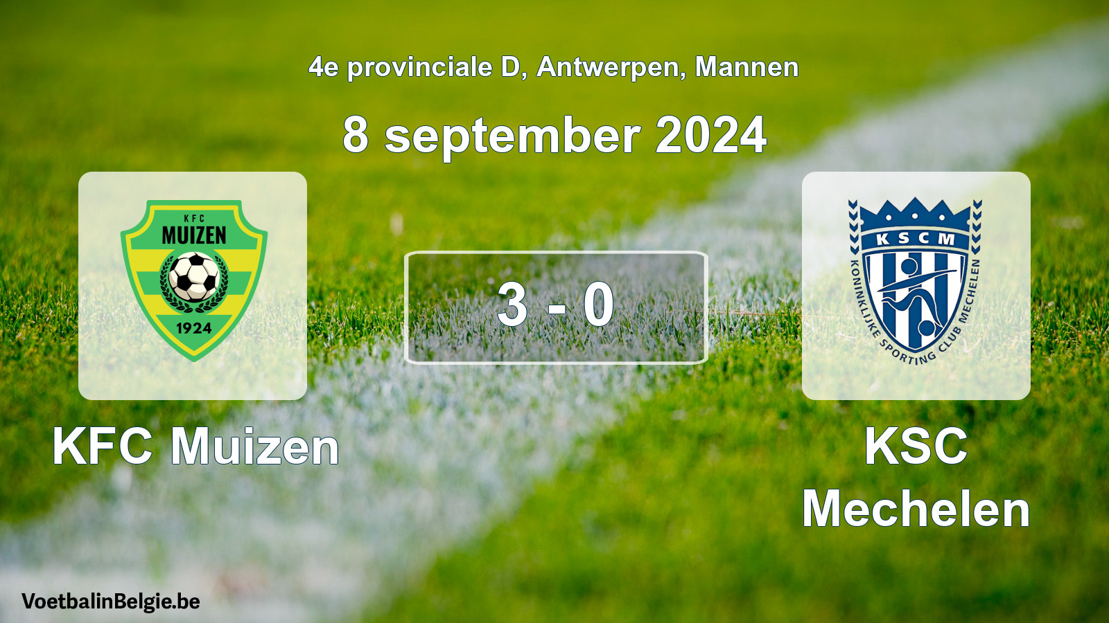 Gespeelde wedstrijd mannenvoetbal: KFC Muizen - KSC Mechelen 3 - 0 (8 september 2024)