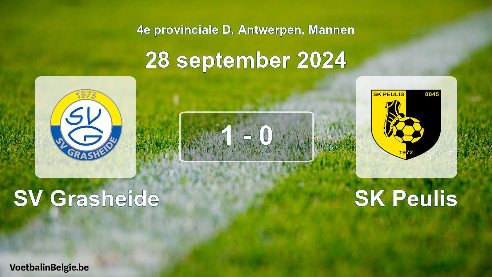 Gespeelde wedstrijd mannenvoetbal: SV Grasheide - SK Peulis 1 - 0 (28 september 2024)