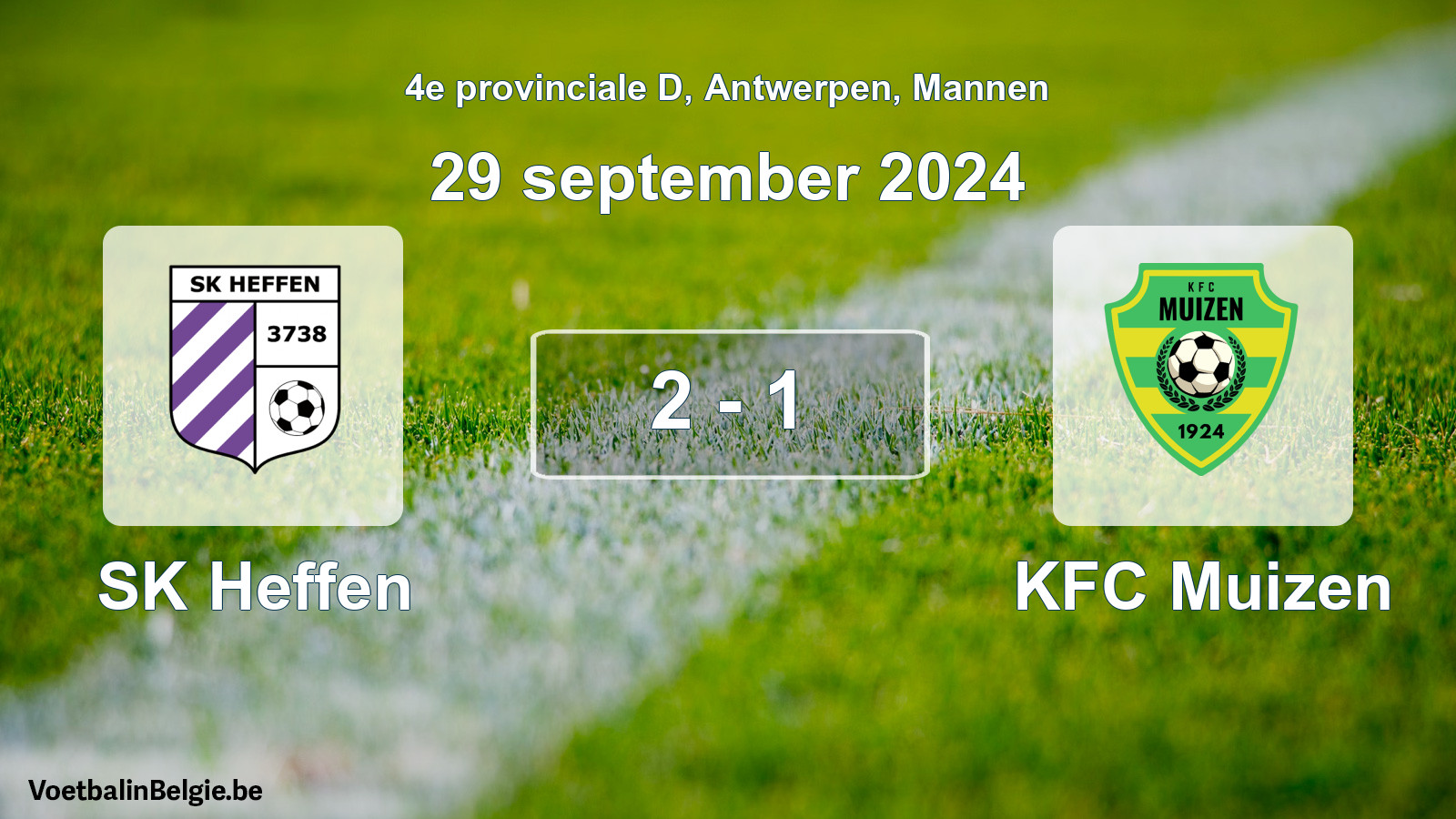 Gespeelde wedstrijd mannenvoetbal: SK Heffen - KFC Muizen 2 - 1 (29 september 2024)
