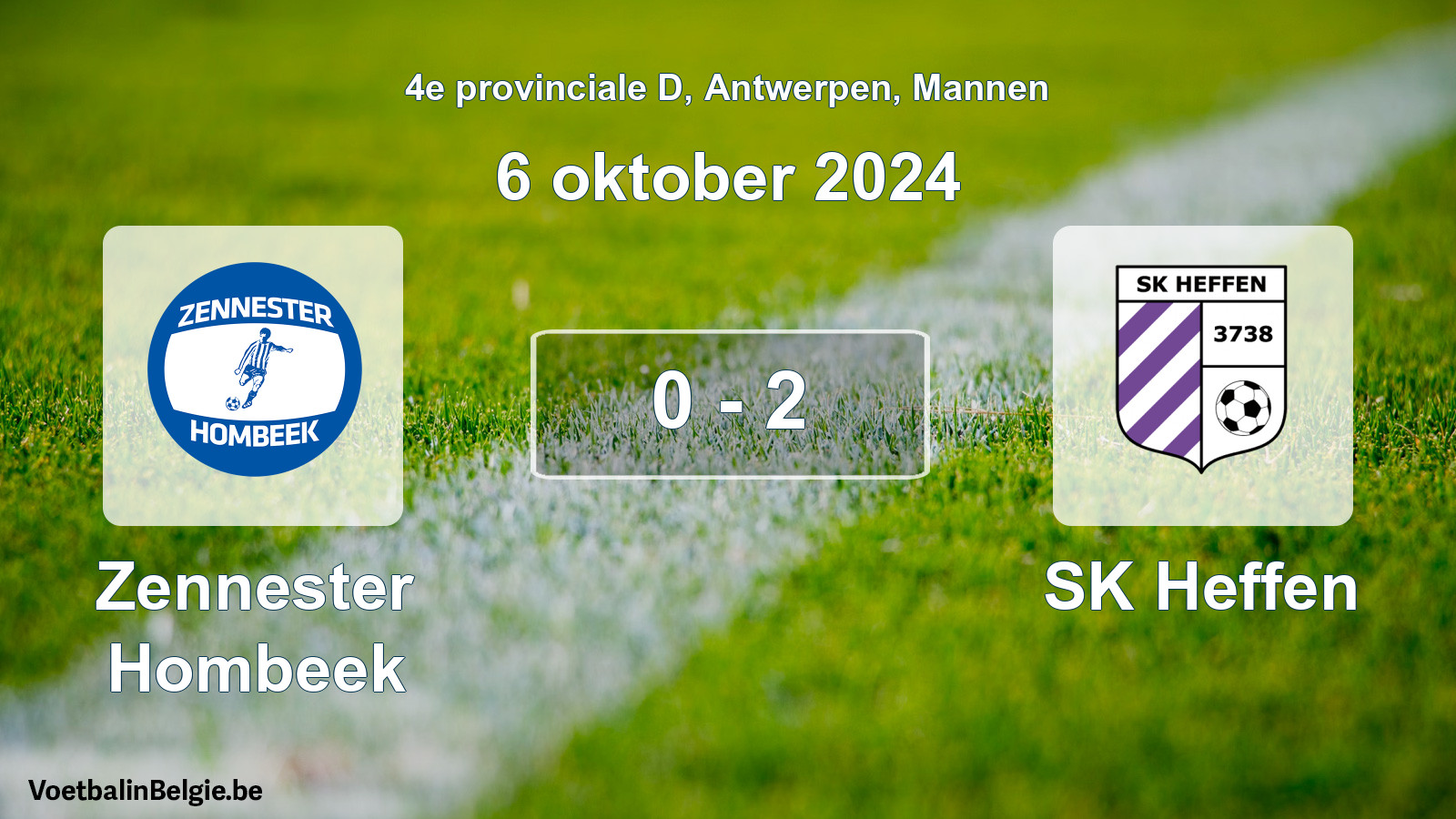 Gespeelde wedstrijd mannenvoetbal: Zennester Hombeek - SK Heffen 0 - 2 (6 oktober 2024)