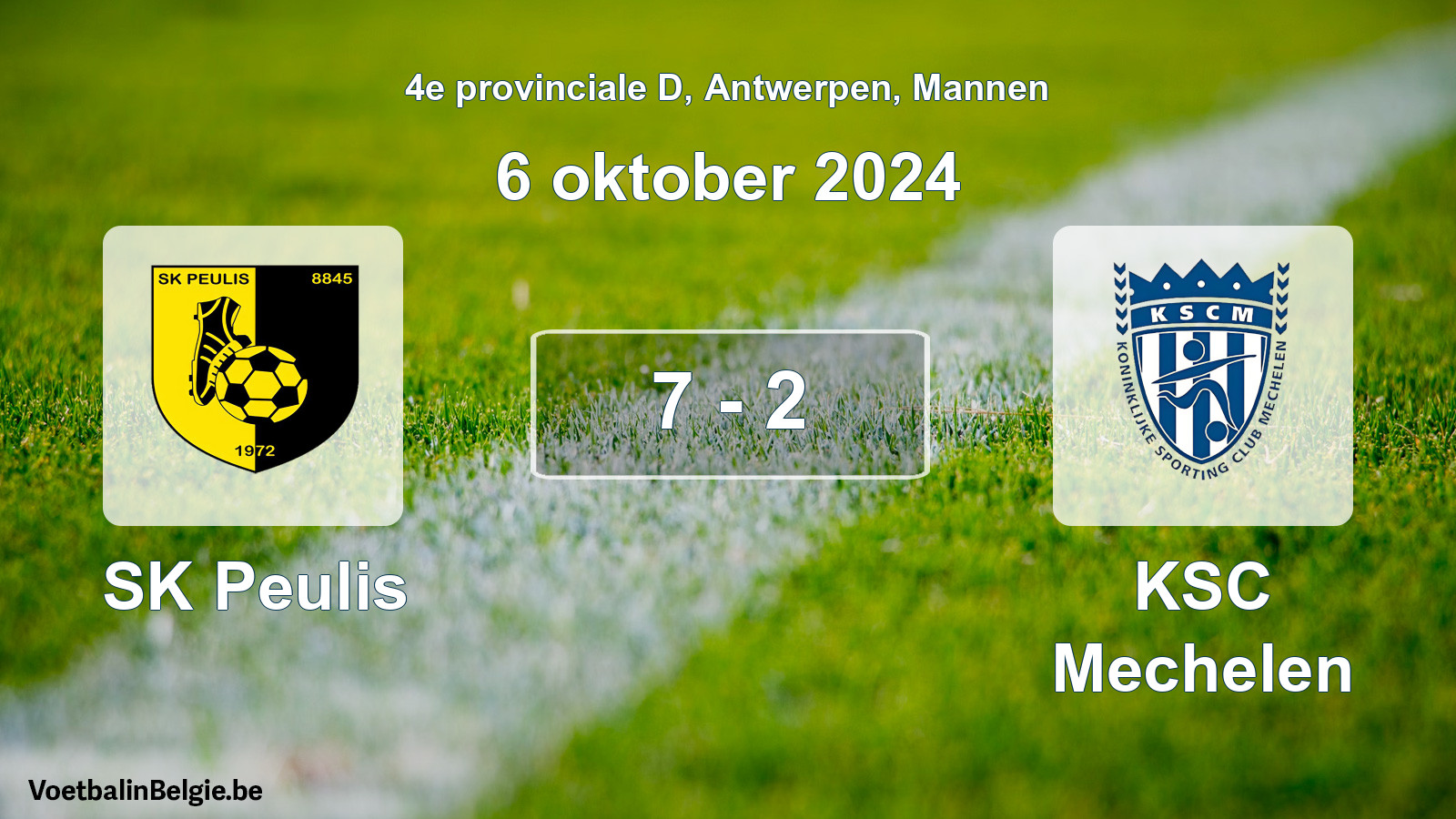 Gespeelde wedstrijd mannenvoetbal: SK Peulis - KSC Mechelen 7 - 2 (6 oktober 2024)