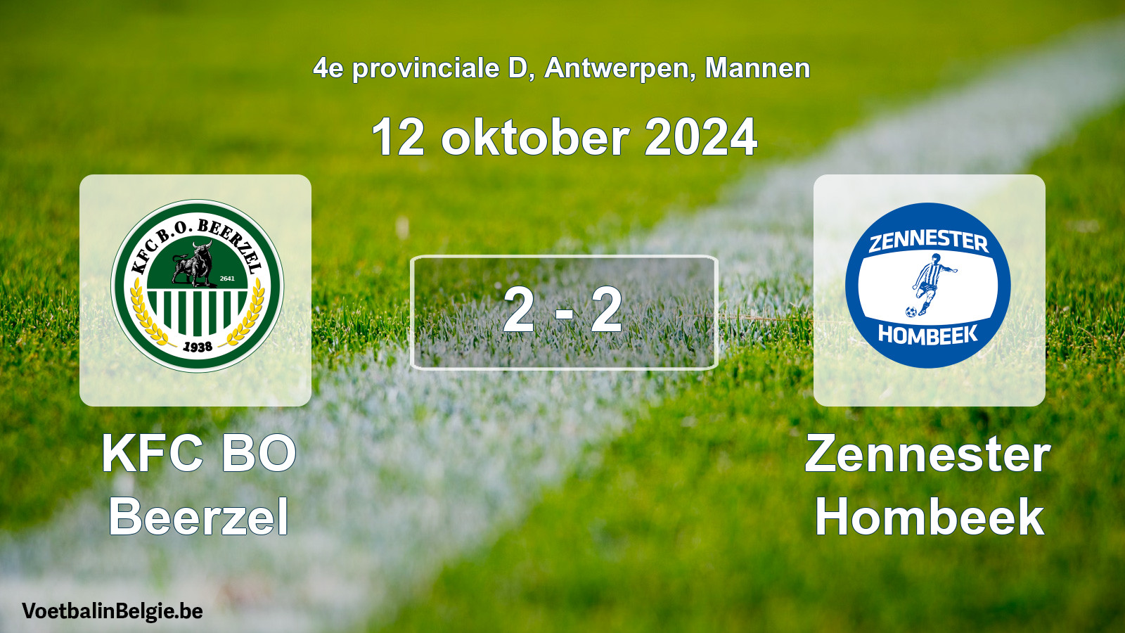 Gespeelde wedstrijd mannenvoetbal: KFC BO Beerzel - Zennester Hombeek 2 - 2 (12 oktober 2024)