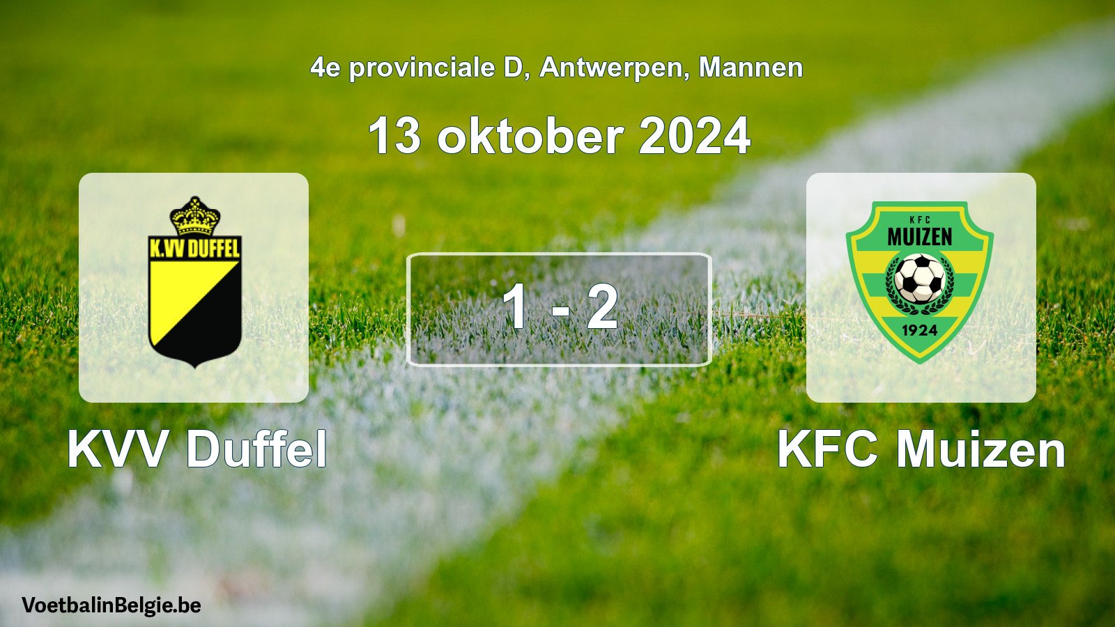 Gespeelde wedstrijd mannenvoetbal: KVV Duffel - KFC Muizen 1 - 2 (13 oktober 2024)